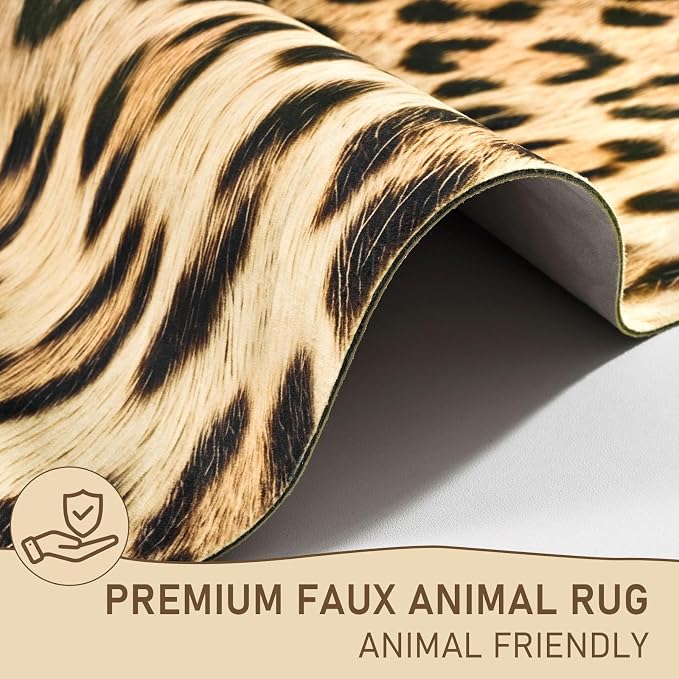 BENRON Premium Leopard Rugs for Living Room Bedroom, Non-Slip Throw Rug for - Image 6