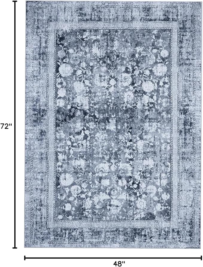 Area Rug 4×6, Vintage Boho Rug, Ultra-Soft Low Pile, Non Slip, Stain Resistant - Image 2