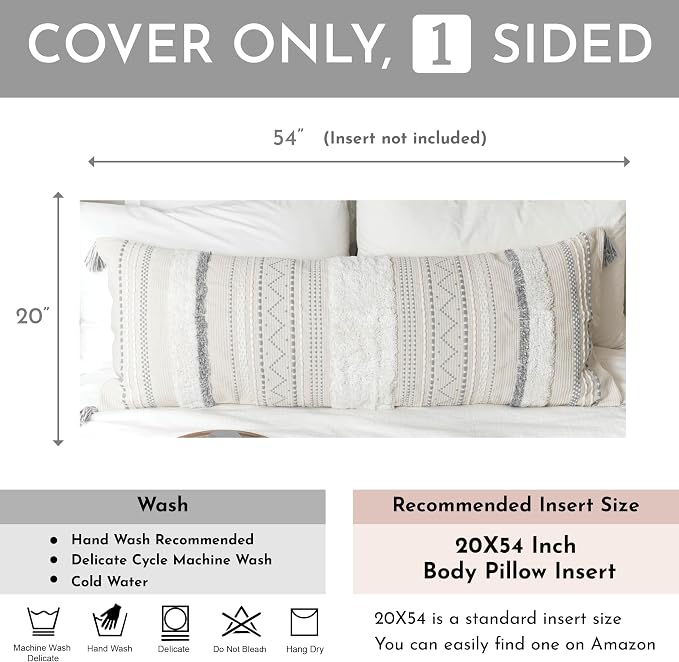 BlissBlush 20X54 Oversized Large Lumbar Pillow Cover - Image 3