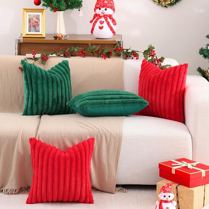 Pallene Faux Fur Plush Christmas Throw Pillow Covers 16x16 Set of 2, Luxury - Image 7