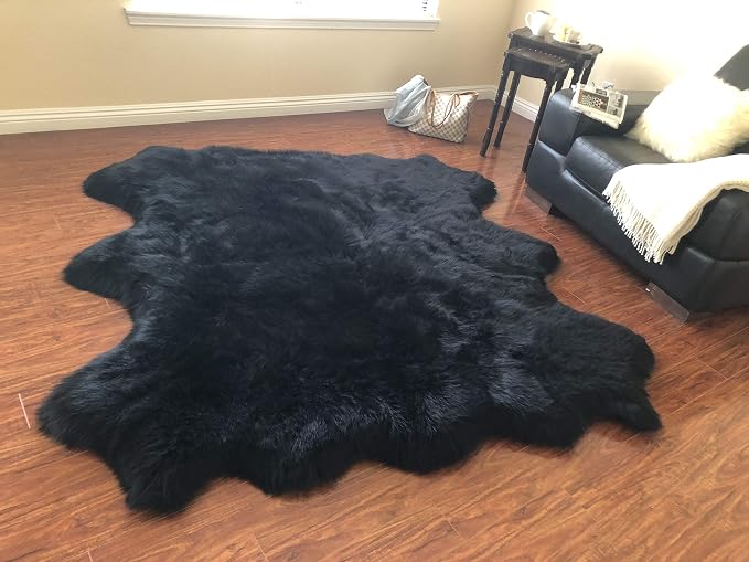 Free Shape Luxury Soft Fluffy Shag Area Rug Sexto 6 Pelts 6'x6', 180x180 cm by LAMBZYRUGS