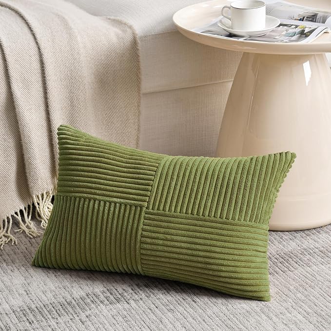Fancy Homi 2 Packs Moss Green Long Lumbar Decorative Throw Pillow Covers 12x24 - Image 2