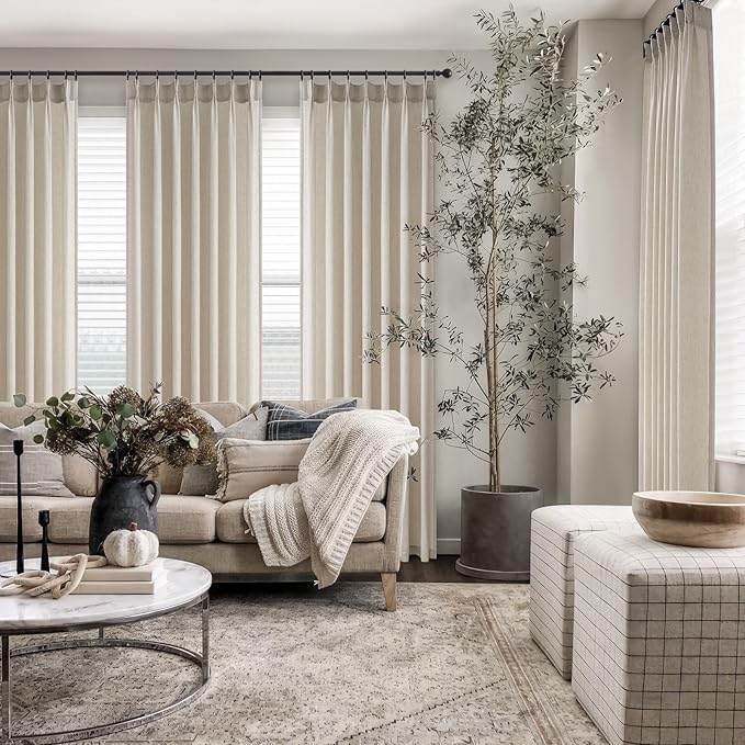 Topfinel Oatmeal Beige Pinch Pleated Curtains 84 Inches Long - Image 6