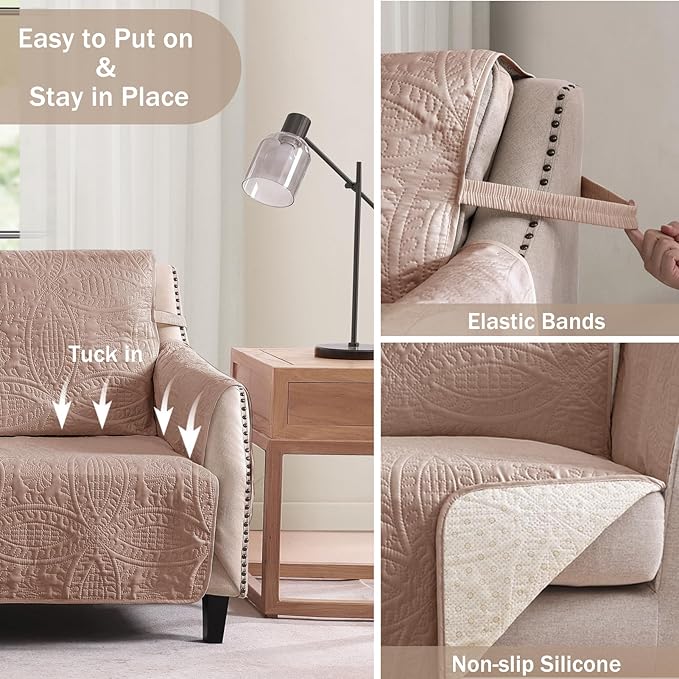 Quilted Recliner Chair Covers, Water-Repellent Recliner Slipcovers, Recliner - Image 3