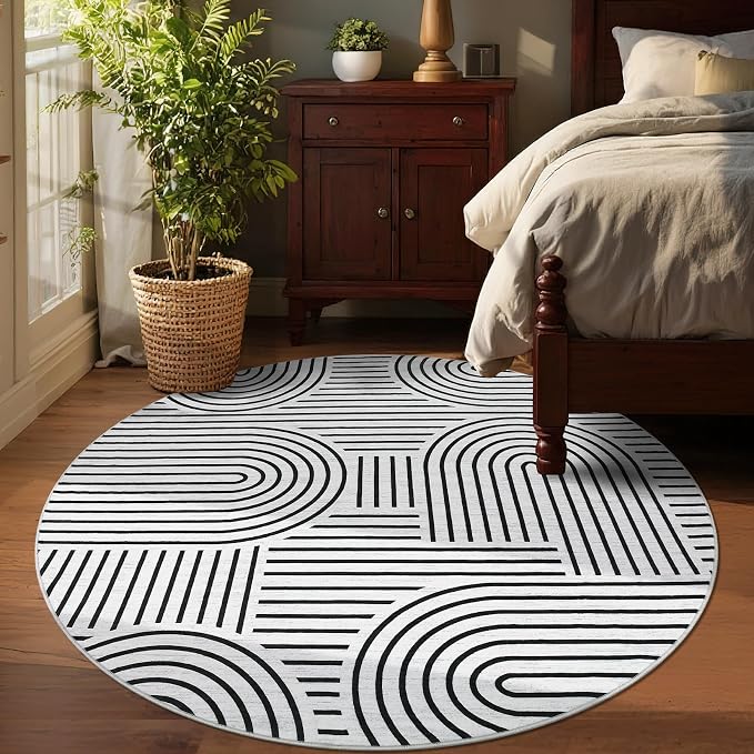 Washable Rug 6ft Area Rugs for Living Room, Abstract Rug for Bedroom, Soft - Image 2