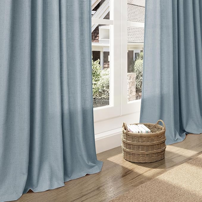 Nanspring Light Blue Linen Curtains 108 Inches Long - Image 6