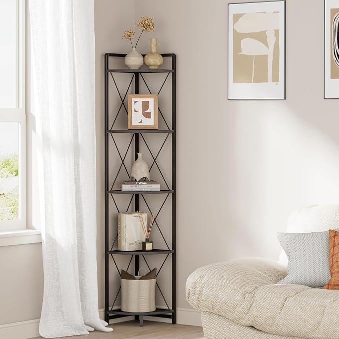 5 Tier Corner Shelf Stand, Metal Corner Shelf, Plant Stand Display Shelf by Cerlyunzan