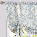 jinchan Linen Tie Up Valance for Flax Floral Drapes Vintage Farmhouse Medallion by JINCHAN