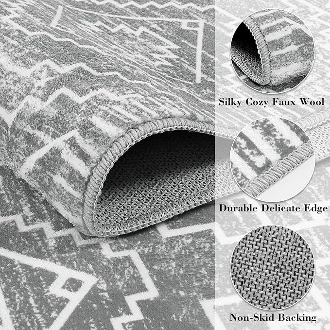 Wonnitar Moroccan Area Rugs 3x5, Non-Slip Boho Small Bedroom Throw Mat - Image 2
