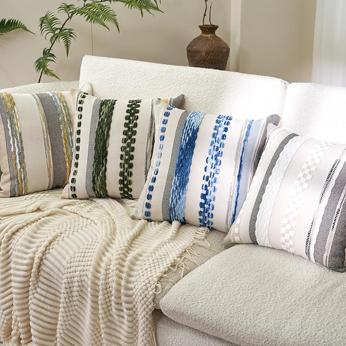 Aeckself Boho Throw Pillow Covers 18x18 Inch Set of 2, Farmhouse Decorative - Image 5