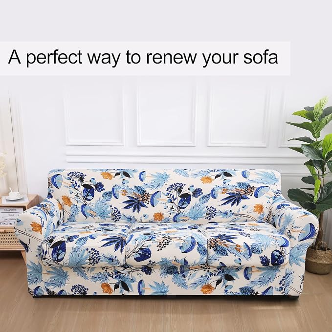hyha Couch Cover, Floral Pattern, 4 Pieces, Sofa Slipcovers, - Image 8