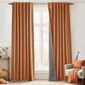 RYB HOME Burnt Orange Total Blackout Curtains Linen Texture, Fall Curtains by RYBHOME