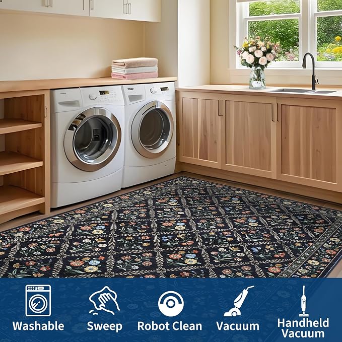 GarveeHome 8x10 Washable Large Living Room Rug Water Resistant Distressed - Image 7
