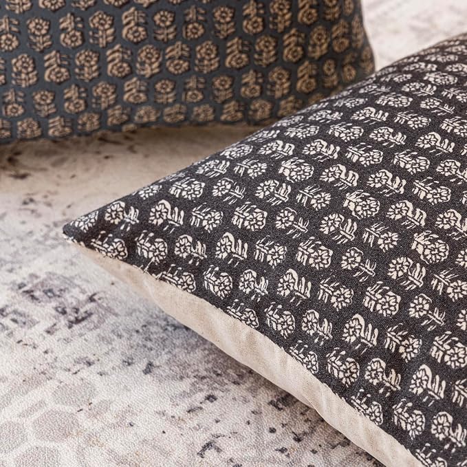 Foindtower Set of 2 Decorative Neutral Floral Print Throw Pillow Covers Vintage - Image 3