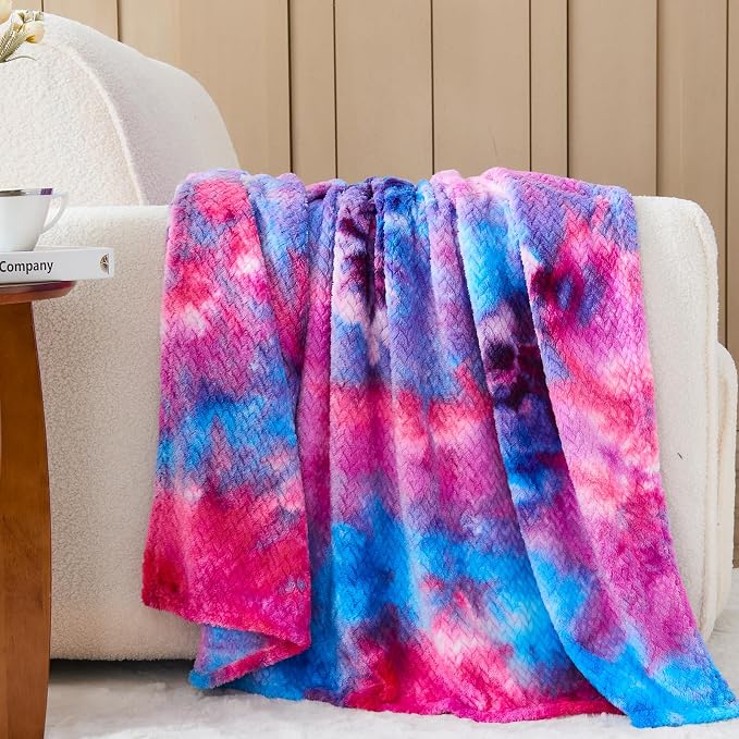 NEWCOSPLAY Super Soft Throw Blanket Deep Purple Rainbow Premium Silky Flannel - Image 2