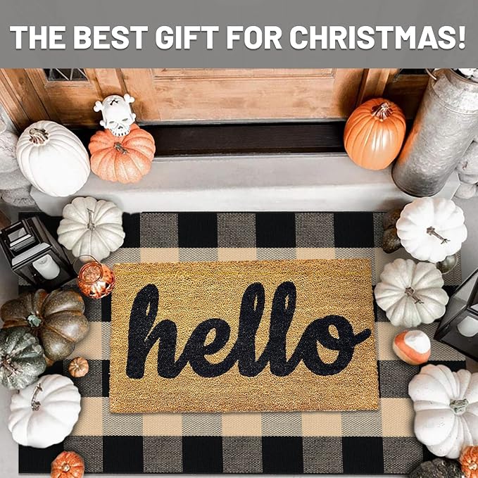 IOHOUZE Buffalo Plaid Checkered Rug 27.5 x 43 Inches Front Door Mats, Washable - Image 2