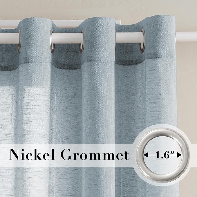 H.VERSAILTEX Linen Semi Sheer Curtains 96 inches Long Pair Set Linen Textured - Image 2