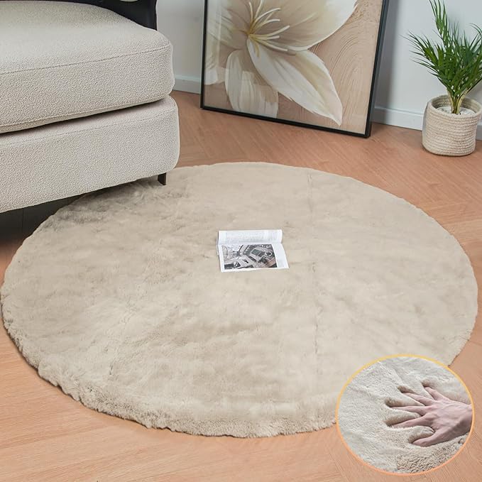 ORINOVA Camel Plush Shag Faux Rabbit Washable Fuzzy Fur Rugs - Image 3