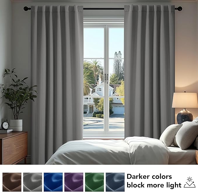 Deconovo Blackout Curtains, Thermal Insulated, W52 x L45 2 Panels, Back Tab - Image 4