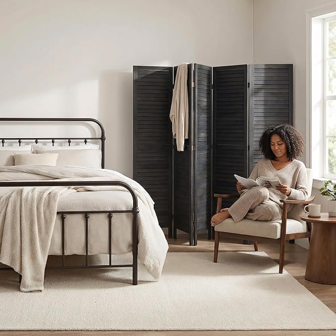 Bluecat 8 Panel Room Divider, Freestanding Solid Wood Partition Wall - Image 8