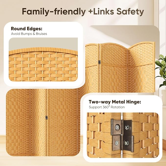 JOSTYLE Room Divider 6ft. Tall Extra Wide Privacy Screen, Folding Privacy - Image 6