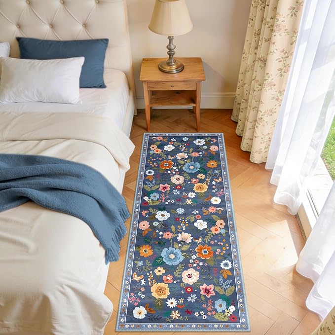 RELEANY Floral Nursery 2x5 Area Rugs Washable Print Boho Cute Carpet Non Slip - Image 8