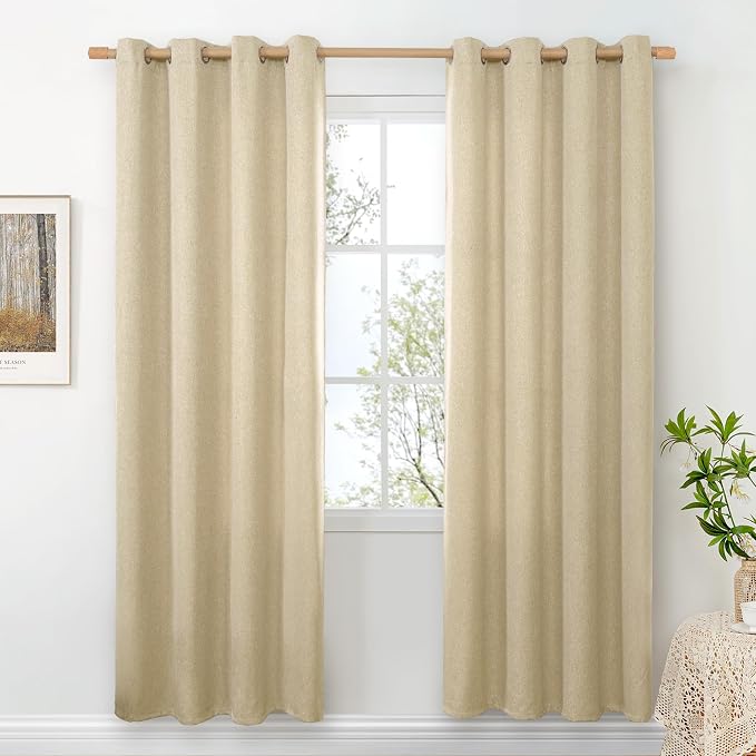 BGment Beige Linen Curtains 78 Inch Length 2 Panels Set by BGment