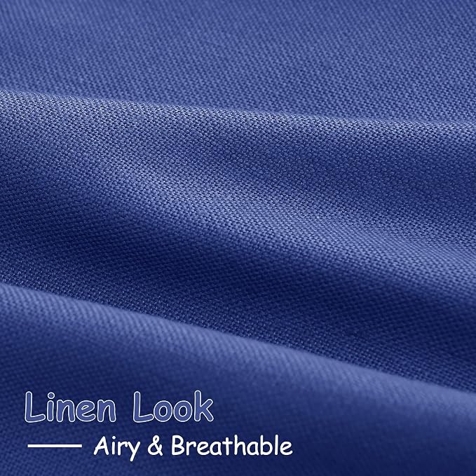Nanspring Classic Blue Linen Curtains 102 Inches Long Rod Pocket Back Tab - Image 5
