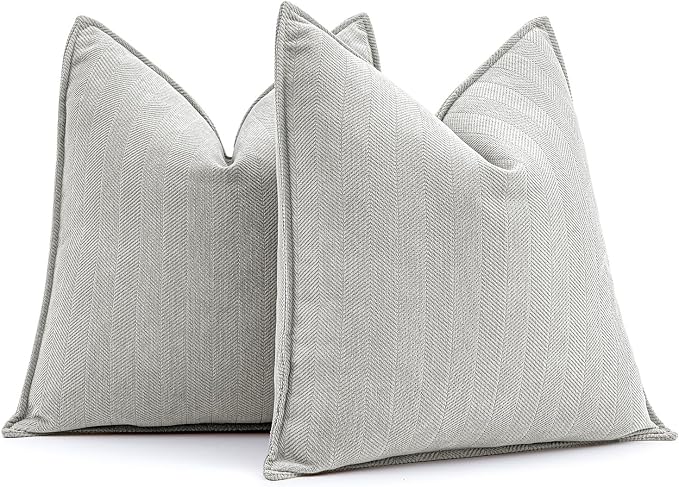 MIULEE Pack of 2 Light Grey Decorative Pillow Covers 24x24 Inch Soft Chenille by MIULEE