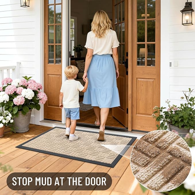 OLANLY Front Door Mat Outside Entrance 59x23, Heavy Duty Sturdy Natural Rubber - Image 7