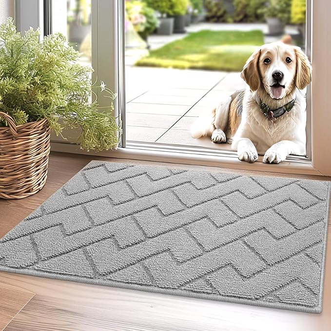 hicorfe Dirt Trapper Doormat, Non Slip Backing Washable Door Mats, Absorbent by Hicorfe