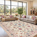 Rugxara Pink Rug for Living Room Bedroom, Floral 8x10 Washable Rug, Vintage by Rugxara