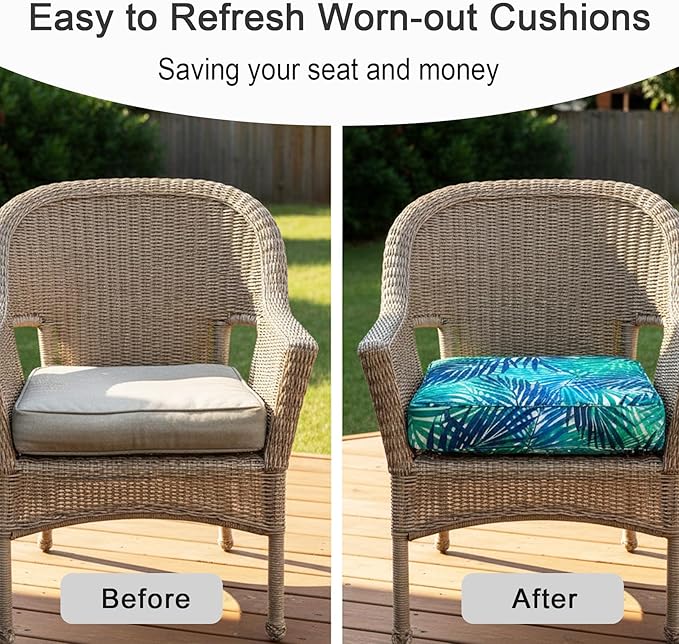 NettyPro Patio Chair Seat Cushion Covers Set 4, Waterproof Outdoor Furniture - Image 6