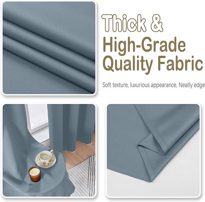 OVZME Stone Blue Blackout Curtains - Image 5