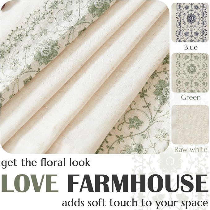 jinchan Small Window Curtains 45 Inch Length Linen Cafe Curtains - Image 7