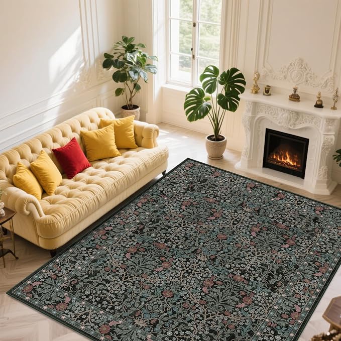 8x10 Washable Area Rugs for Living Room, Stain Resistant Vintage Rugs for - Image 3