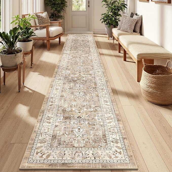 LOKHOM Washable Runner Rug, 2x12 Non-Slip Vintage Hallway Runner Rugs by LOKHOM