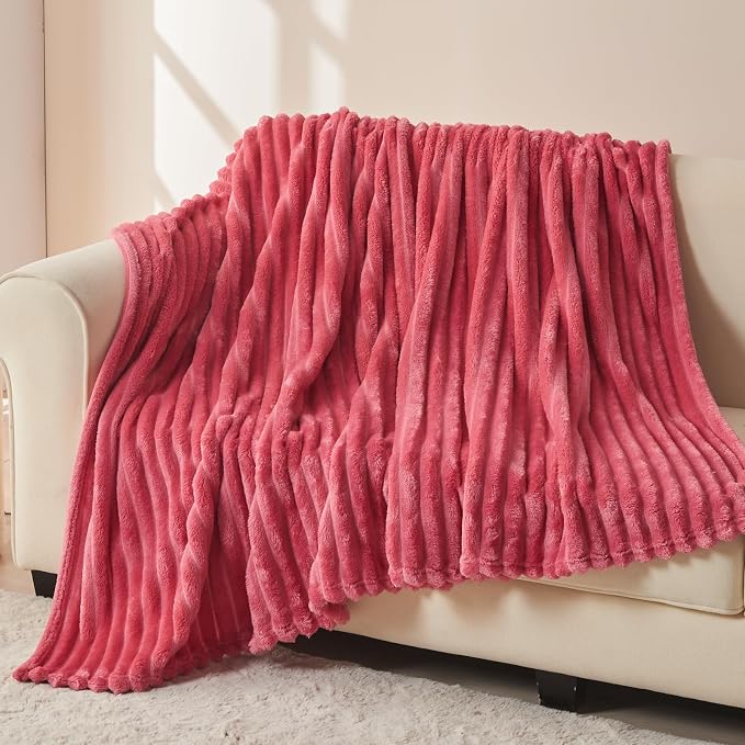 NEWCOSPLAY Super Soft Twin Blanket Coral Pink Premium Silky Flannel Fleece 3D - Image 3