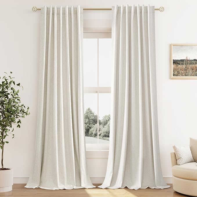 Guken Cream 100% Blackout Curtains 98 Inch Length 2 Panels Set by Guken