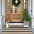 KOZYFLY Striped Front Door Mat 2x3 Ft Brown and Black Cotton Washable Indoor by KOZYFLY
