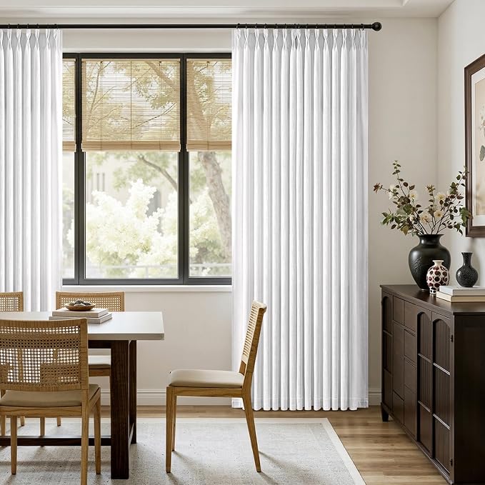 MIULEE Pinch Pleated White Thick Linen Curtains 90 Inches Long 2 Panels - Image 5