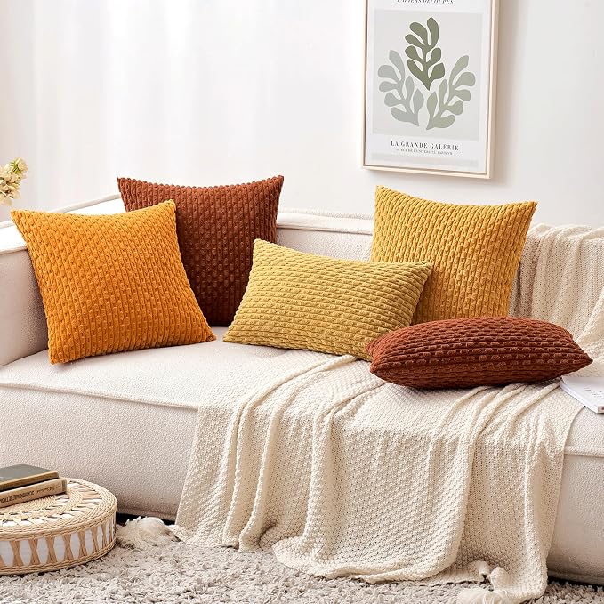 MIULEE Pack of 2 Decorative Throw Pillow Covers 16x16 Inch Soft Boho Striped - Image 4