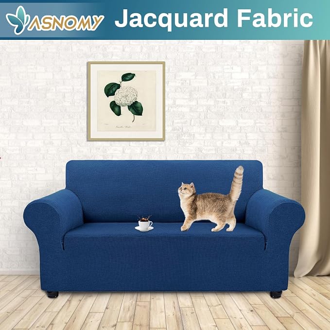 Asnomy Sofa Covers for 2 Cushion Couch Stretch loveseat Covers Slipcovers - Image 2