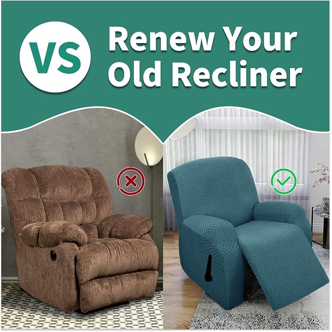 YEMYHOM 4 Pieces Stretch Recliner Slipcover Latest Jacquard Recliner Chair Cover - Image 5