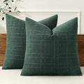 MIULEE Decorative Linen Check Euro Shams Throw Pillow Covers Neutral Farmhouse by MIULEE