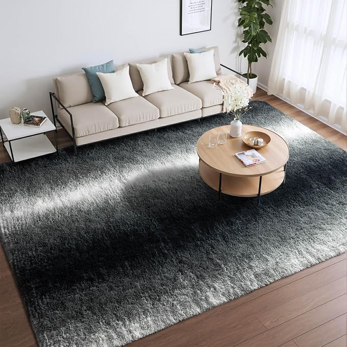 Meralax Area Rugs for Living Room Bedroom, Gradient Black 5x8 Feet Soft Fluffy - Image 3