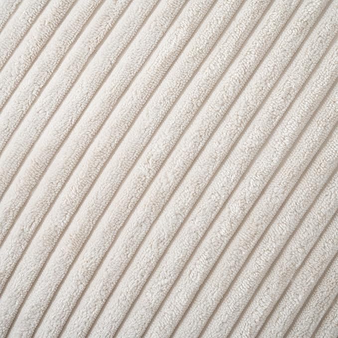 Volcanics Set of 4 Beige Cream Corduroy Decorative Couch Throw Pillow Covers - Image 3