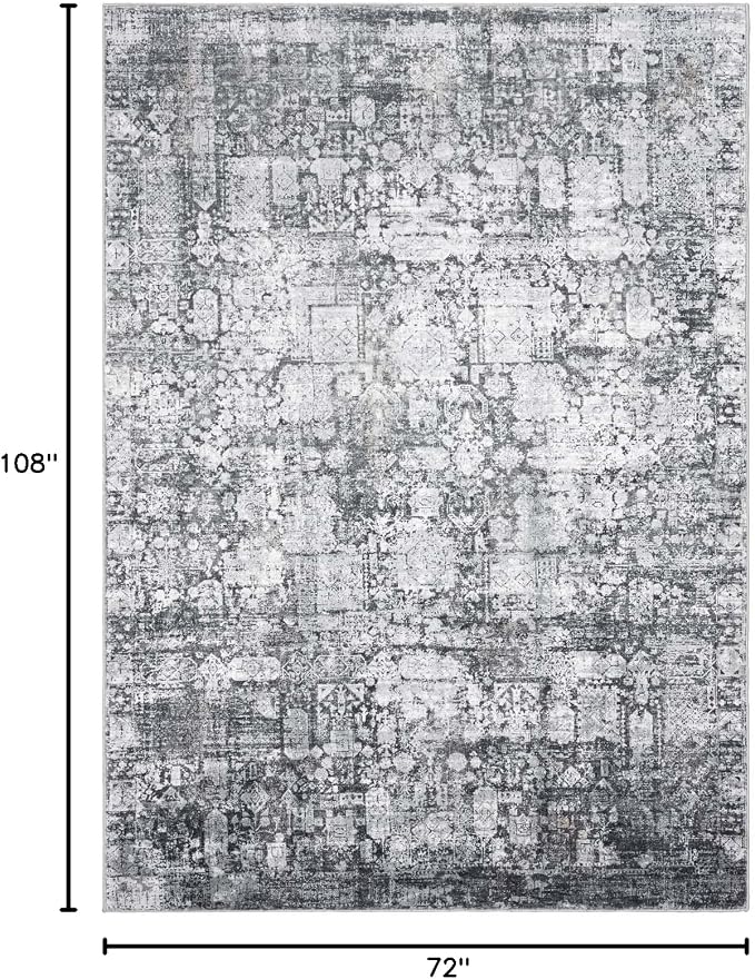 Area Rug 6×9, Large Vintage Boho Rug, Ultra-Soft Low Pile, Non Slip, Stain - Image 2