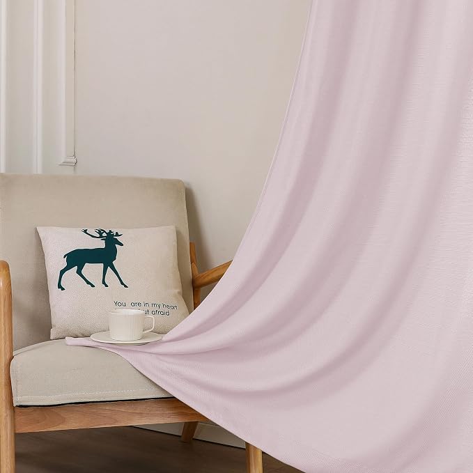 Chyhomenyc Bennet Blush Pink Curtains 96 Inches Long 2 Panels, Faux Linen - Image 7