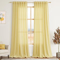 Yellow Linen Curtains 102 Inches Long by Nanspring